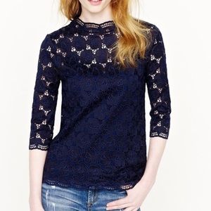 J CREW COLLECTION Lustre lace mockneck tee Size S